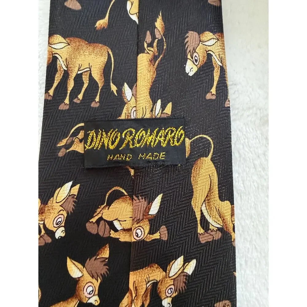 Charming Cartoon Donkey Neck Tie Vintage Dino Romaro Poly Sang Ho Korea XC